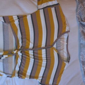 striped v neck shirt